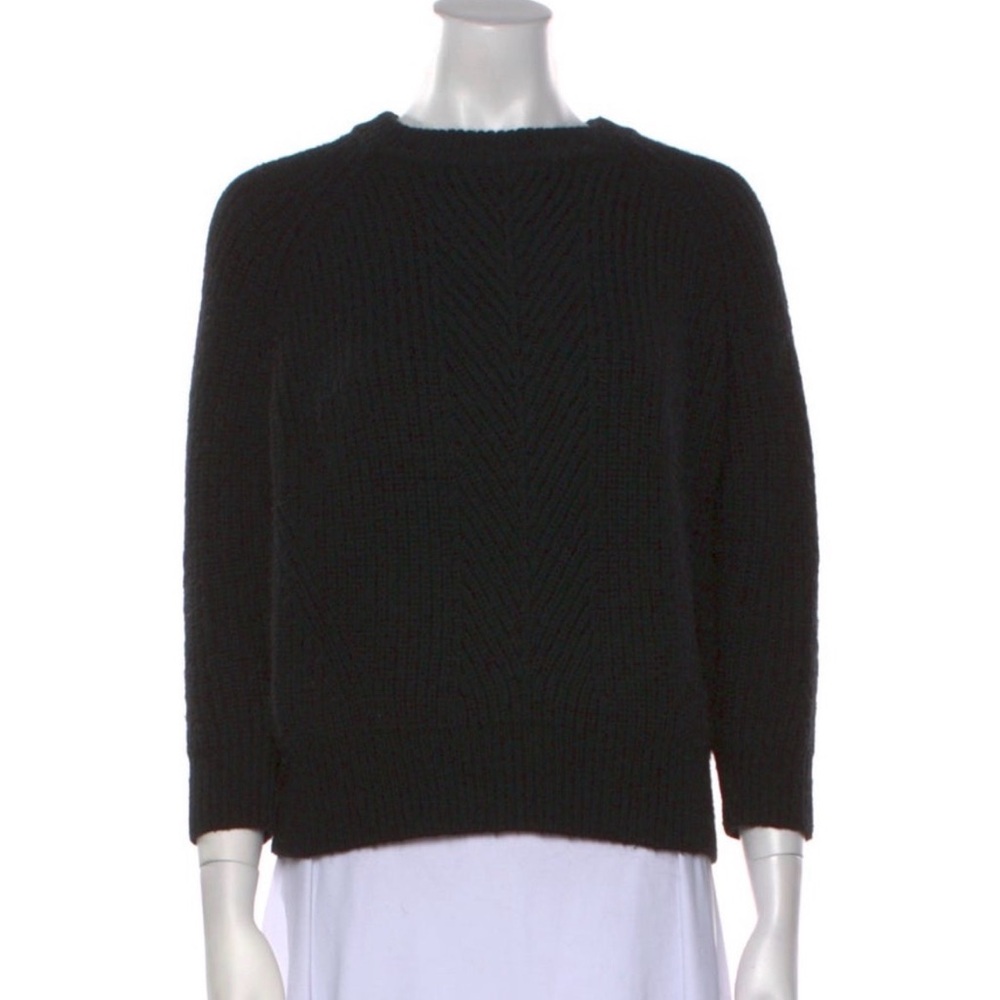 Demylee Black Wool Cropped Crewneck Sweater